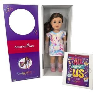American Girl DOLL Brown Hair Tie Dye Artsy Side Dress Panties Panties Shoes Box